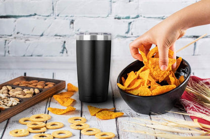 20oz Stainless Steel Tumbler Splash Lid for Straw Double Wall Vacuum Insulated Travel Mug Cup Thermo Hot Cold Tea Coffee Ice beer for Car Office Desk Home (Plain)