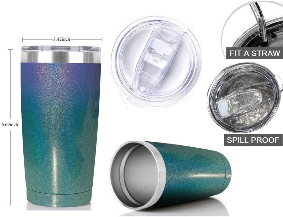 20oz Stainless Steel Tumbler Splash Lid for Straw Double Wall Vacuum Insulated Travel Mug Cup Thermo Hot Cold Tea Coffee Ice beer for Car Office Desk Home (Plain)