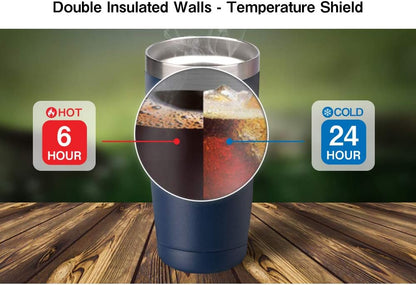 20oz Stainless Steel Tumbler Splash Lid for Straw Double Wall Vacuum Insulated Travel Mug Cup Thermo Hot Cold Tea Coffee Ice beer for Car Office Desk Home (Plain)