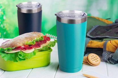 20oz Stainless Steel Tumbler Splash Lid for Straw Double Wall Vacuum Insulated Travel Mug Cup Thermo Hot Cold Tea Coffee Ice beer for Car Office Desk Home (Plain)