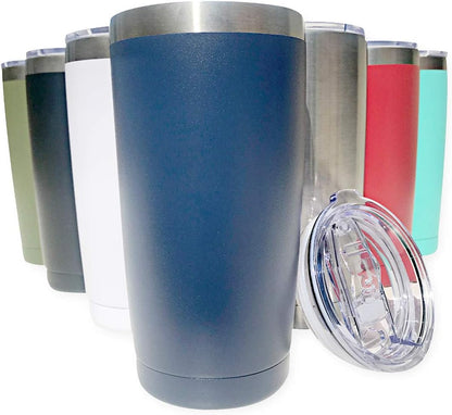 20oz Stainless Steel Tumbler Splash Lid for Straw Double Wall Vacuum Insulated Travel Mug Cup Thermo Hot Cold Tea Coffee Ice beer for Car Office Desk Home (Plain)