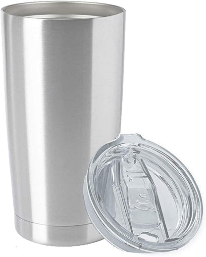 20oz Stainless Steel Tumbler Splash Lid for Straw Double Wall Vacuum Insulated Travel Mug Cup Thermo Hot Cold Tea Coffee Ice beer for Car Office Desk Home (Plain)