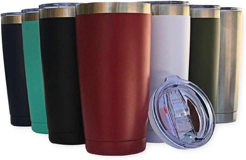 20oz Stainless Steel Tumbler Splash Lid for Straw Double Wall Vacuum Insulated Travel Mug Cup Thermo Hot Cold Tea Coffee Ice beer for Car Office Desk Home (Plain)