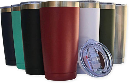20oz Stainless Steel Tumbler Splash Lid for Straw Double Wall Vacuum Insulated Travel Mug Cup Thermo Hot Cold Tea Coffee Ice beer for Car Office Desk Home (Plain)
