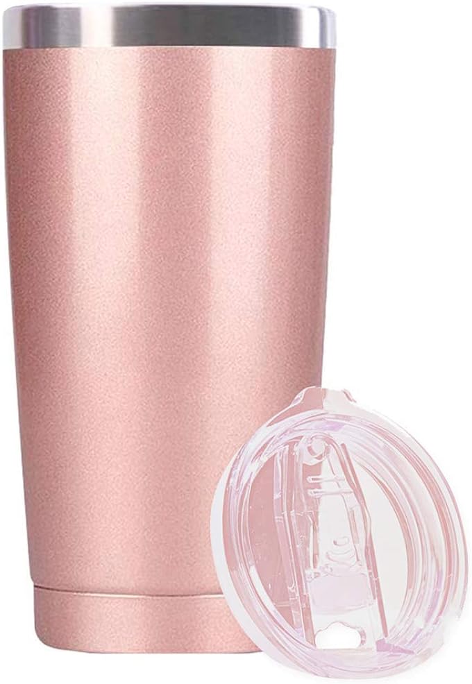 20oz Stainless Steel Tumbler Splash Lid for Straw Double Wall Vacuum Insulated Travel Mug Cup Thermo Hot Cold Tea Coffee Ice beer for Car Office Desk Home (Plain)