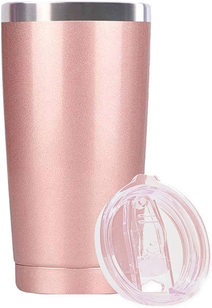 20oz Stainless Steel Tumbler Splash Lid for Straw Double Wall Vacuum Insulated Travel Mug Cup Thermo Hot Cold Tea Coffee Ice beer for Car Office Desk Home (Plain)