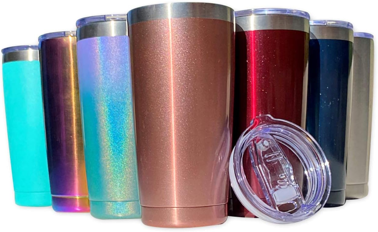 20oz Stainless Steel Tumbler Splash Lid for Straw Double Wall Vacuum Insulated Travel Mug Cup Thermo Hot Cold Tea Coffee Ice beer for Car Office Desk Home (Plain)