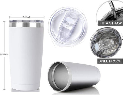 20oz Stainless Steel Tumbler Splash Lid for Straw Double Wall Vacuum Insulated Travel Mug Cup Thermo Hot Cold Tea Coffee Ice beer for Car Office Desk Home (Plain)