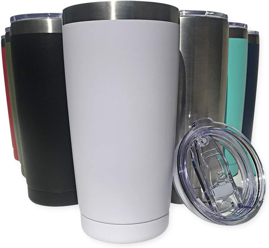 20oz Stainless Steel Tumbler Splash Lid for Straw Double Wall Vacuum Insulated Travel Mug Cup Thermo Hot Cold Tea Coffee Ice beer for Car Office Desk Home (Plain)