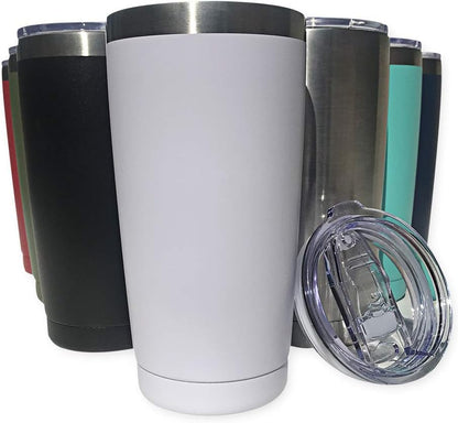 20oz Stainless Steel Tumbler Splash Lid for Straw Double Wall Vacuum Insulated Travel Mug Cup Thermo Hot Cold Tea Coffee Ice beer for Car Office Desk Home (Plain)
