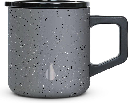 Insulated Coffee Mug - Triple-Wall Stainless Steel Summit Travel Cup for Hot and Cold Drinks - Thermal Coffee Mug with Lid and Handle for Camping, Office & Travel 12oz - Grey Speckle