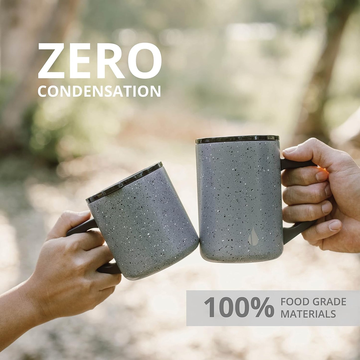 Insulated Coffee Mug - Triple-Wall Stainless Steel Summit Travel Cup for Hot and Cold Drinks - Thermal Coffee Mug with Lid and Handle for Camping, Office & Travel 12oz - Grey Speckle