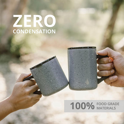 Insulated Coffee Mug - Triple-Wall Stainless Steel Summit Travel Cup for Hot and Cold Drinks - Thermal Coffee Mug with Lid and Handle for Camping, Office & Travel 12oz - Grey Speckle