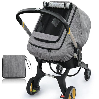 Waterproof Baby Car Seat Cover，Cold Weather Carseat Cover for Babies,Infant Car Seat Cover Canopy for Boy Girls,Windproof Car Seat Canopy for Boys & Girls, Keeps Babies Warm and Cozy(Gray Melange)