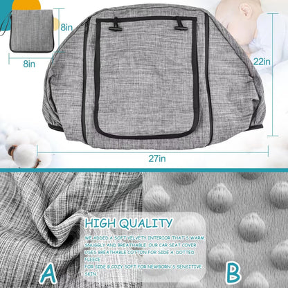 Waterproof Baby Car Seat Cover，Cold Weather Carseat Cover for Babies,Infant Car Seat Cover Canopy for Boy Girls,Windproof Car Seat Canopy for Boys & Girls, Keeps Babies Warm and Cozy(Gray Melange)