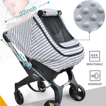 Waterproof Baby Car Seat Cover，Cold Weather Carseat Cover for Babies,Infant Car Seat Cover Canopy for Boy Girls,Windproof Car Seat Canopy for Boys & Girls, Keeps Babies Warm and Cozy(Gray Melange)