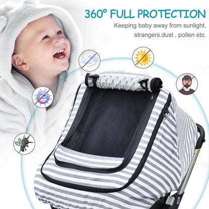 Waterproof Baby Car Seat Cover，Cold Weather Carseat Cover for Babies,Infant Car Seat Cover Canopy for Boy Girls,Windproof Car Seat Canopy for Boys & Girls, Keeps Babies Warm and Cozy(Gray Melange)