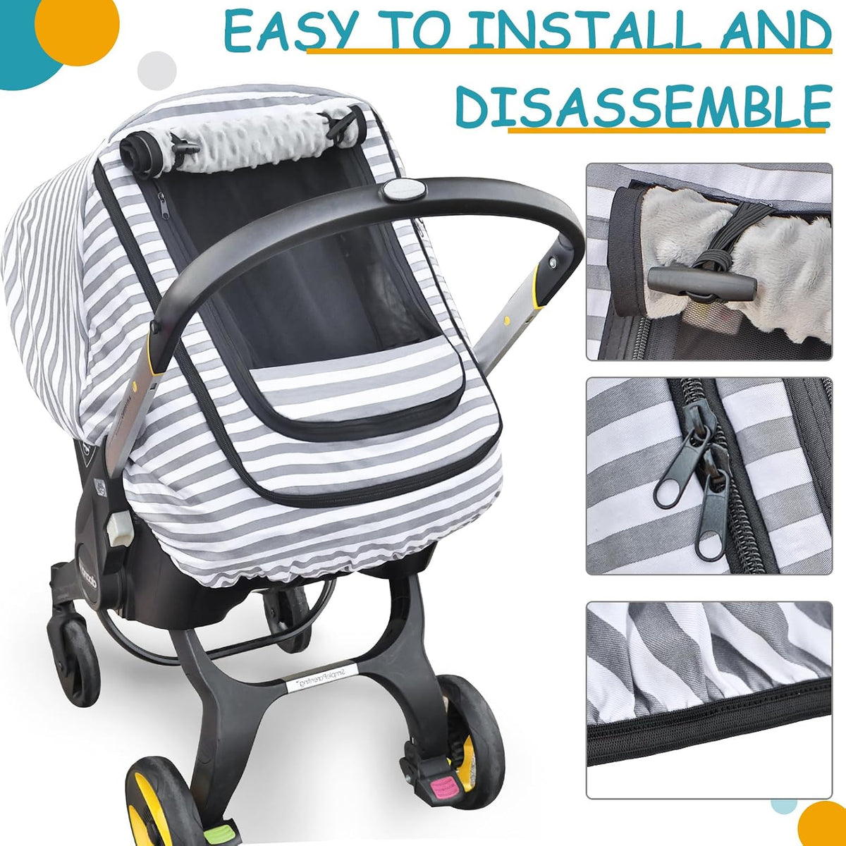 Waterproof Baby Car Seat Cover，Cold Weather Carseat Cover for Babies,Infant Car Seat Cover Canopy for Boy Girls,Windproof Car Seat Canopy for Boys & Girls, Keeps Babies Warm and Cozy(Gray Melange)