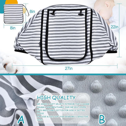 Waterproof Baby Car Seat Cover，Cold Weather Carseat Cover for Babies,Infant Car Seat Cover Canopy for Boy Girls,Windproof Car Seat Canopy for Boys & Girls, Keeps Babies Warm and Cozy(Gray Melange)