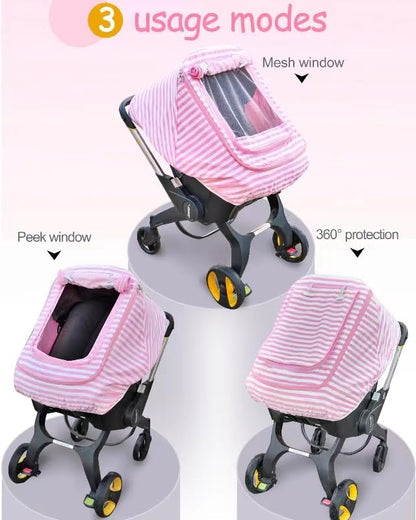Waterproof Baby Car Seat Cover，Cold Weather Carseat Cover for Babies,Infant Car Seat Cover Canopy for Boy Girls,Windproof Car Seat Canopy for Boys & Girls, Keeps Babies Warm and Cozy(Gray Melange)