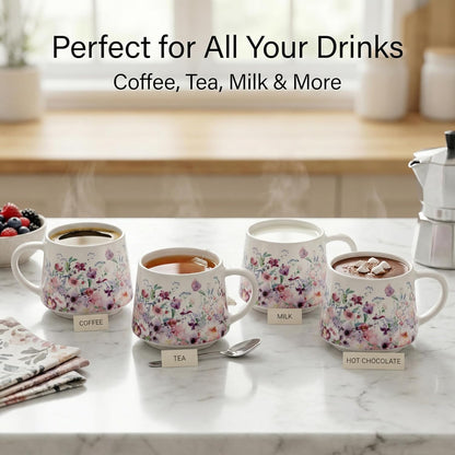 17oz Ceramic Coffee Travel Mug with Handle & Lid | Large Capacity Porcelain Tall Tea Wave Art Cup with in Color Box, 6.5" H