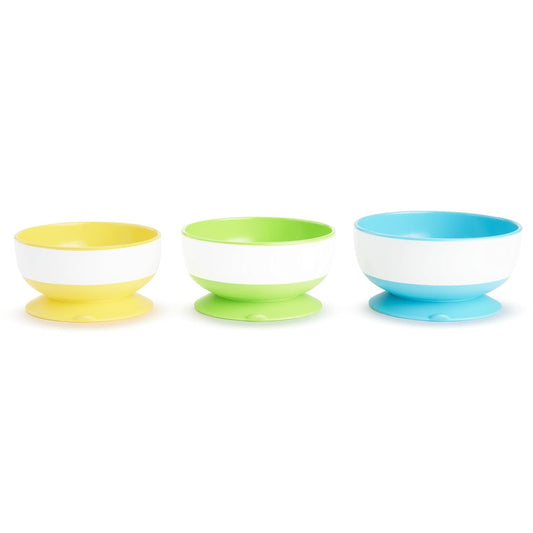 ® Stay Put™ Suction Bowls for Babies and Toddlers, 3 Pack, Blue/Green/Yellow & ® Snack Catcher® Toddler Snack Cups, 2 Pack, Blue/Green