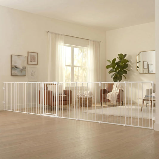 Safety 24"-192" Metal 2-in-1 Super Wide Baby Gate & Play Yard