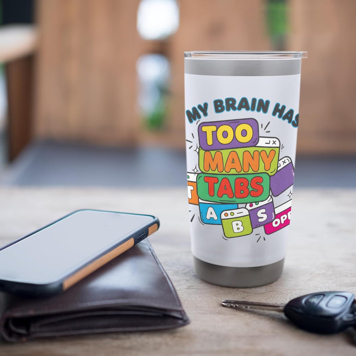 My Brain Has Too Many Tabs Open Color Pop Sticker Stainless Steel Insulated Tumbler