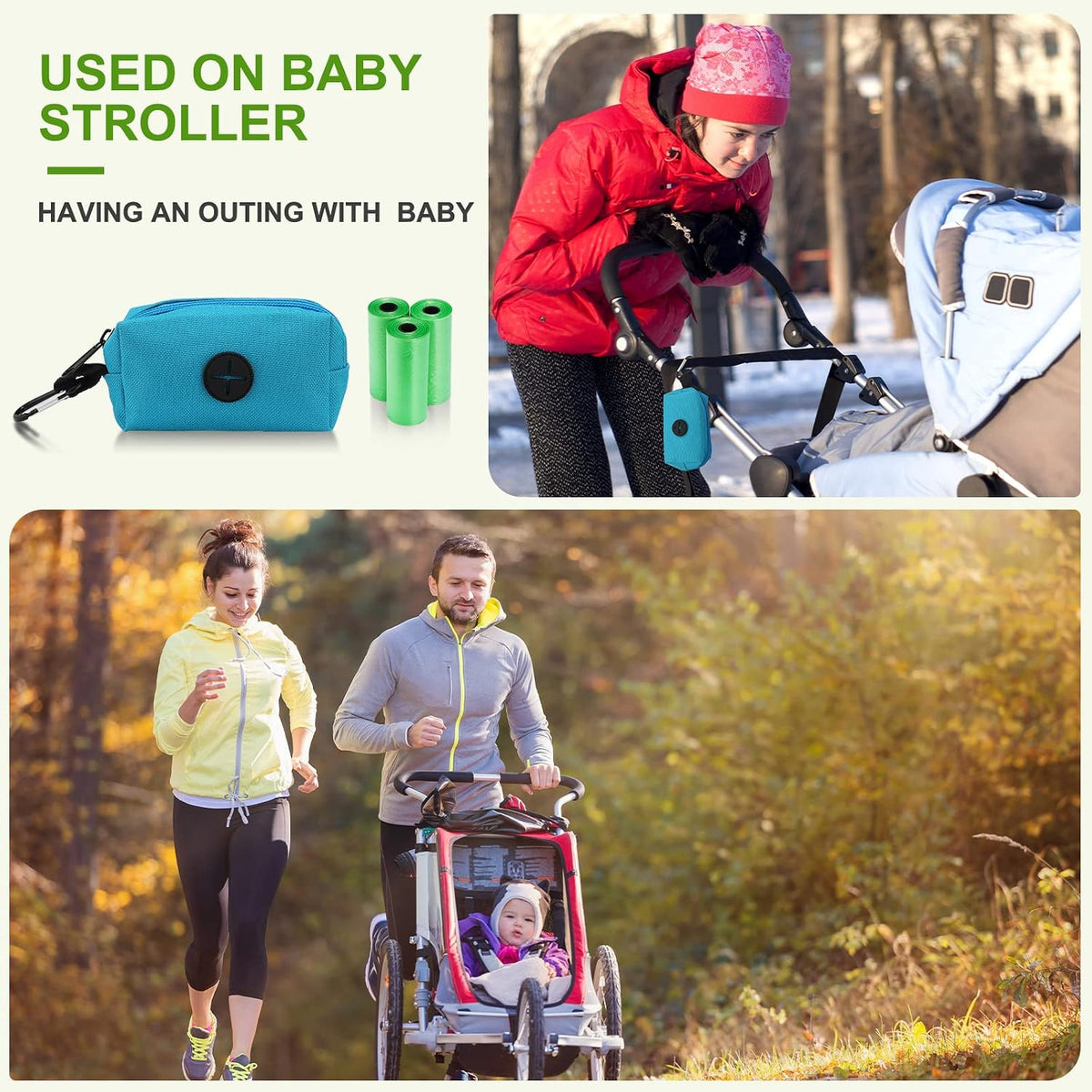 3 Pack Diaper Bag Dispenser Set with 135 Disposal Trash Bags & Hook