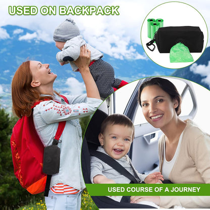 3 Pack Diaper Bag Dispenser Set with 135 Disposal Trash Bags & Hook