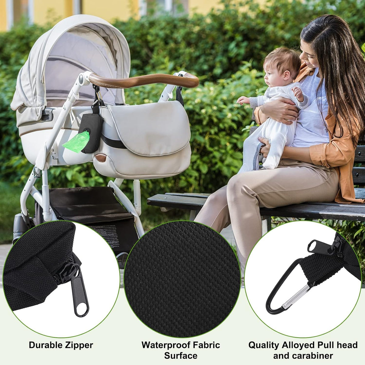 3 Pack Diaper Bag Dispenser Set with 135 Disposal Trash Bags & Hook