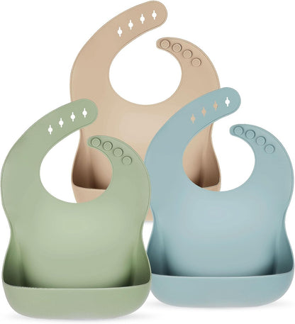Silicone Bibs for Babies Toddler Set of 3, BPA Free