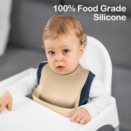Silicone Bibs for Babies Toddler Set of 3, BPA Free