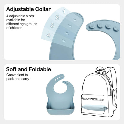 Silicone Bibs for Babies Toddler Set of 3, BPA Free