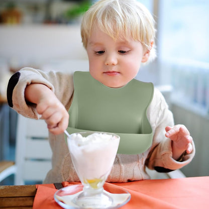 Silicone Bibs for Babies Toddler Set of 3, BPA Free