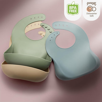 Silicone Bibs for Babies Toddler Set of 3, BPA Free