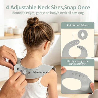 Silicone Bibs for Babies Toddler Set of 3, BPA Free