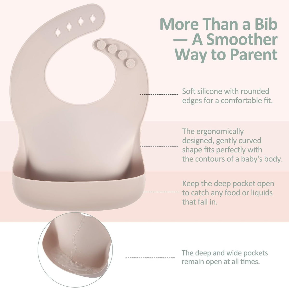 Silicone Bibs for Babies Toddler Set of 3, BPA Free
