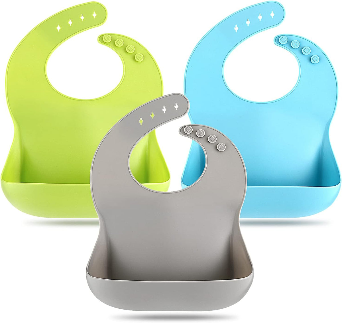 Silicone Bibs for Babies Toddler Set of 3, BPA Free