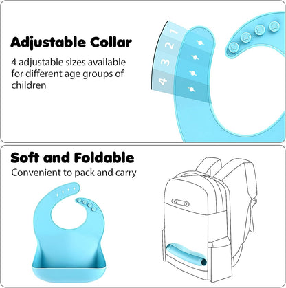 Silicone Bibs for Babies Toddler Set of 3, BPA Free