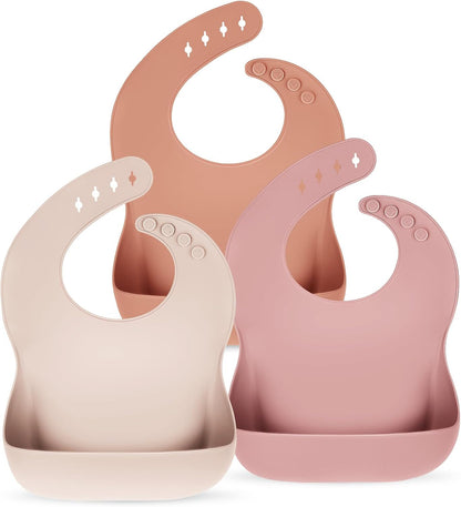 Silicone Bibs for Babies Toddler Set of 3, BPA Free