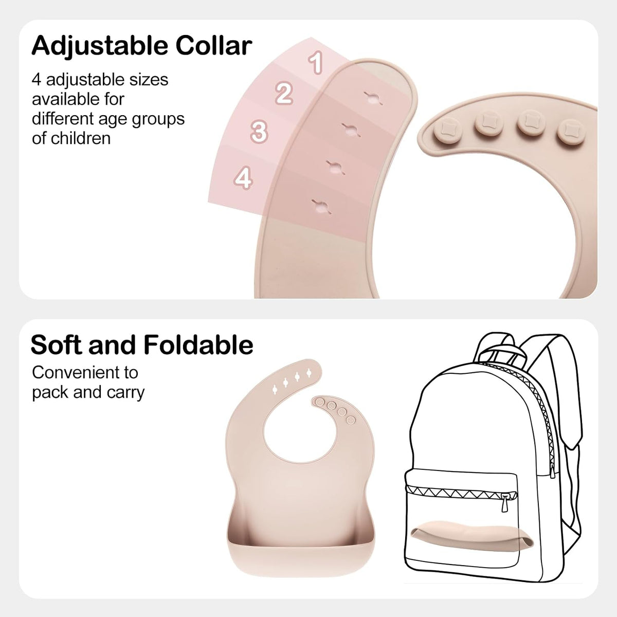 Silicone Bibs for Babies Toddler Set of 3, BPA Free