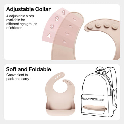 Silicone Bibs for Babies Toddler Set of 3, BPA Free
