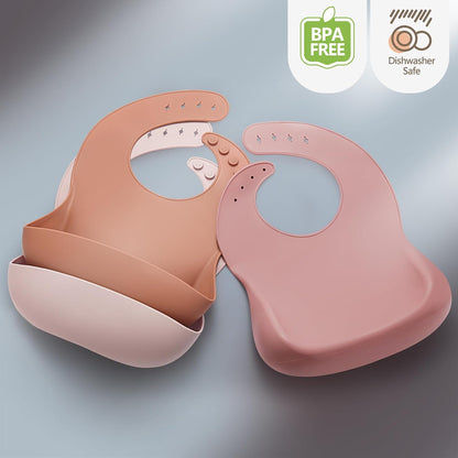 Silicone Bibs for Babies Toddler Set of 3, BPA Free