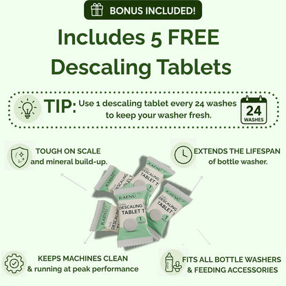 Bottle Washer Detergent Tablets, 120 Count + 5 Descaling Tablets