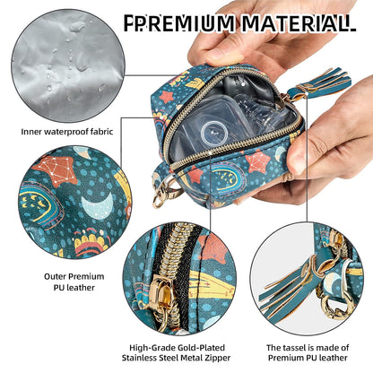 Pacifier Holder Case,BPA Free Leather Baby Pacifier Cover Pouch,Binky Case for Diaper Bag or Purse,Holder 4 Pacifiers or Teether Toy,Outdoor Travel Accessories,Easy to Clean(Rainbow)