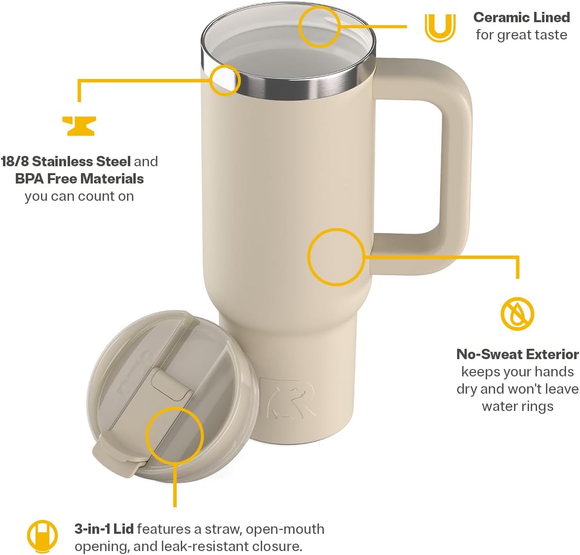 30 oz Road Trip Tumbler Double-Walled Insulated Stainless Steel Portable Travel Coffee Mug Cup with Lid, Handle and Straw, Midnight Dust Metallic - Colors B