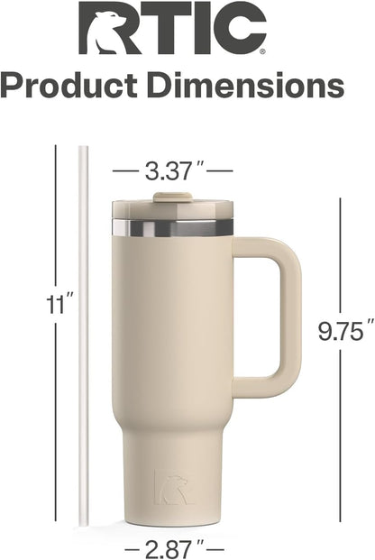 30 oz Road Trip Tumbler Double-Walled Insulated Stainless Steel Portable Travel Coffee Mug Cup with Lid, Handle and Straw, Midnight Dust Metallic - Colors B