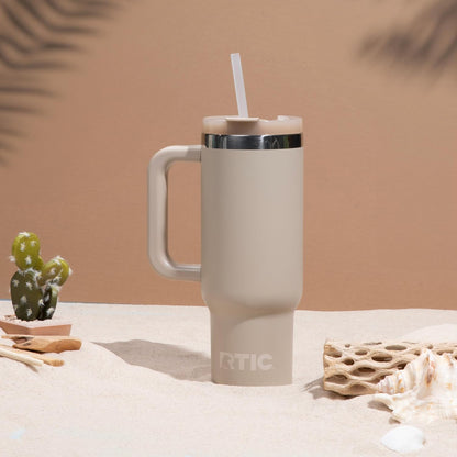 30 oz Road Trip Tumbler Double-Walled Insulated Stainless Steel Portable Travel Coffee Mug Cup with Lid, Handle and Straw, Midnight Dust Metallic - Colors B