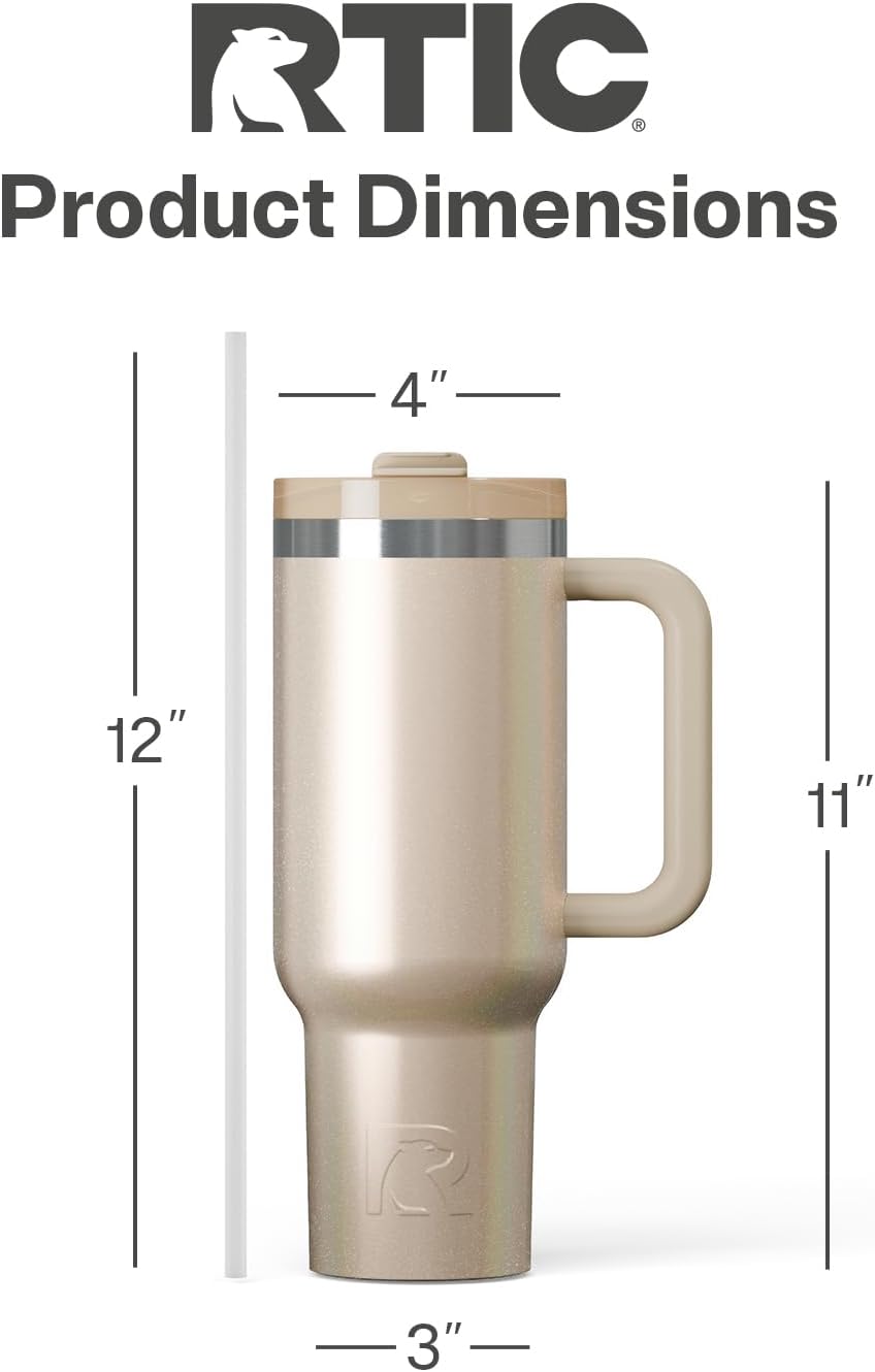 30 oz Road Trip Tumbler Double-Walled Insulated Stainless Steel Portable Travel Coffee Mug Cup with Lid, Handle and Straw, Midnight Dust Metallic - Colors B